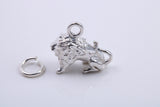 Leo Zodiac Sign Charm, Traditional Charm, Made from Solid 925 Grade Sterling Silver, Complete with Attachment Link