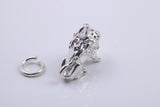 Leo Zodiac Sign Charm, Traditional Charm, Made from Solid 925 Grade Sterling Silver, Complete with Attachment Link