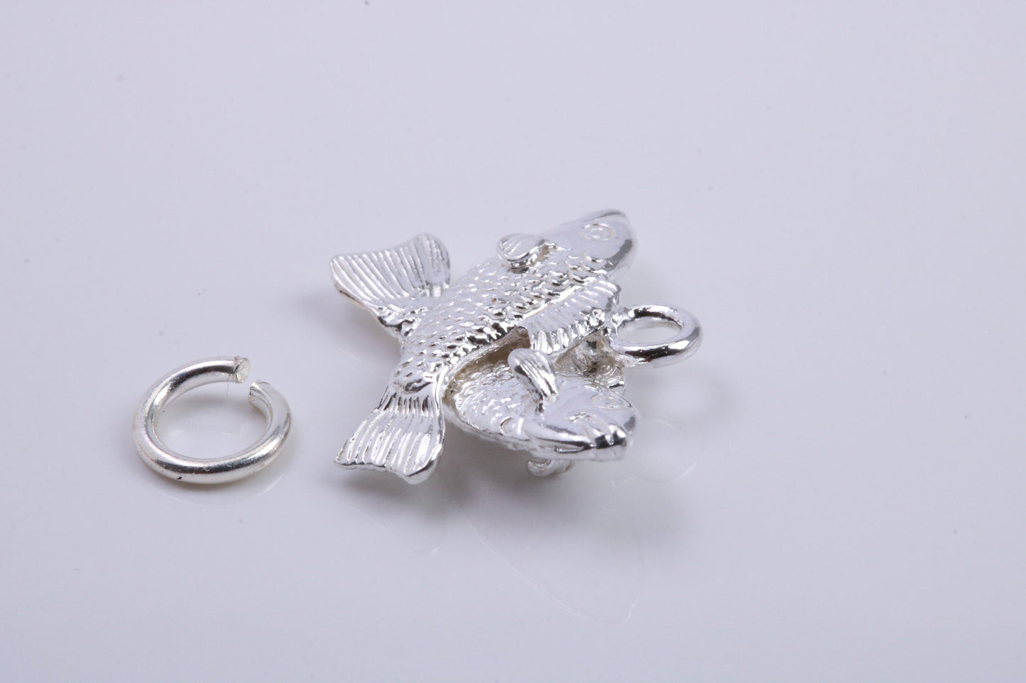 Pisces Zodiac Sign Charm, Traditional Charm, Made from Solid 925 Grade Sterling Silver, Complete with Attachment Link