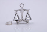 Libra Zodiac Sign Charm, Traditional Charm, Made from Solid 925 Grade Sterling Silver, Complete with Attachment Link
