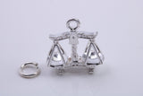 Libra Zodiac Sign Charm, Traditional Charm, Made from Solid 925 Grade Sterling Silver, Complete with Attachment Link
