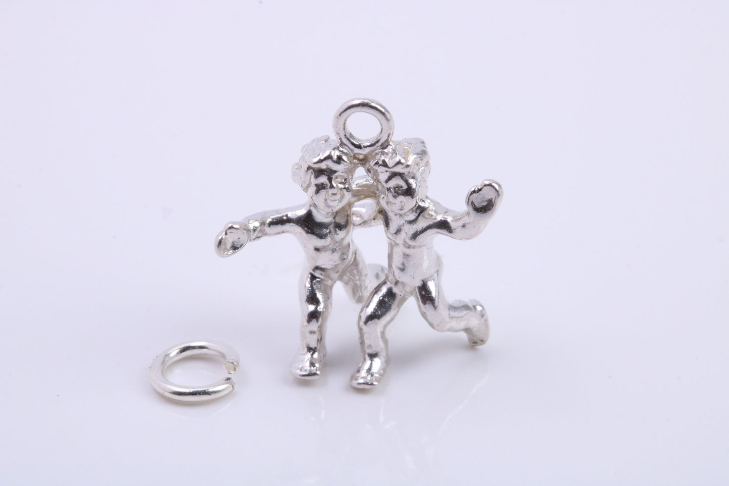 Gemini Zodiac Sign Charm, Traditional Charm, Made from Solid 925 Grade Sterling Silver, Complete with Attachment Link