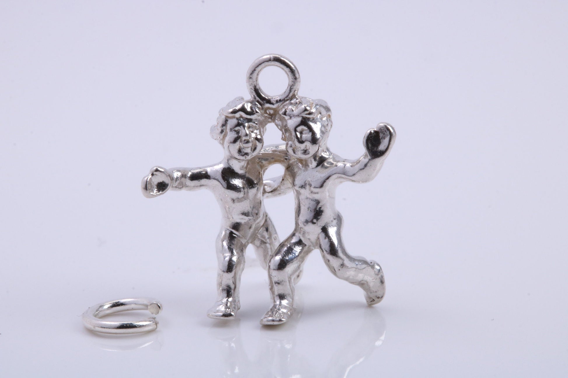 Gemini Zodiac Sign Charm, Traditional Charm, Made from Solid 925 Grade Sterling Silver, Complete with Attachment Link