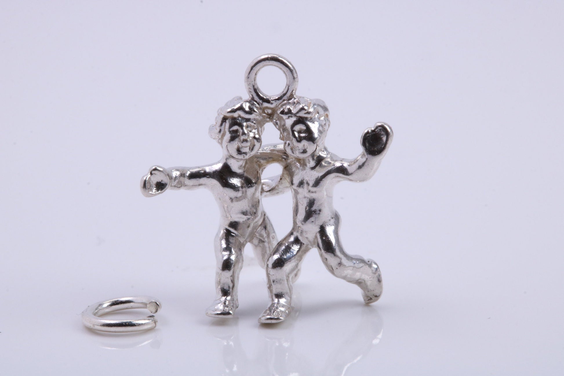 Gemini Zodiac Sign Charm, Traditional Charm, Made from Solid 925 Grade Sterling Silver, Complete with Attachment Link