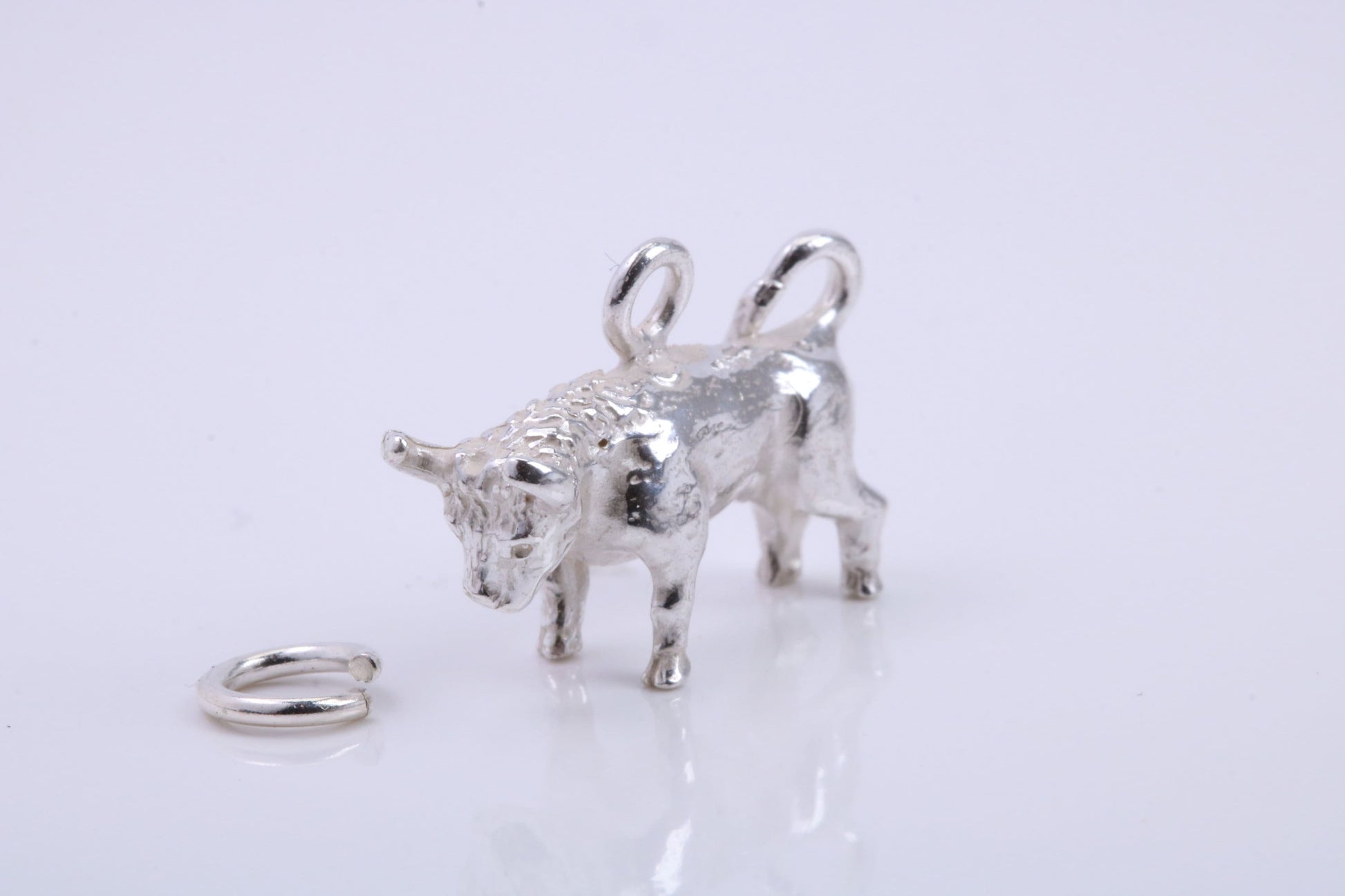 Taurus Zodiac Sign Charm, Traditional Charm, Made from Solid 925 Grade Sterling Silver, Complete with Attachment Link