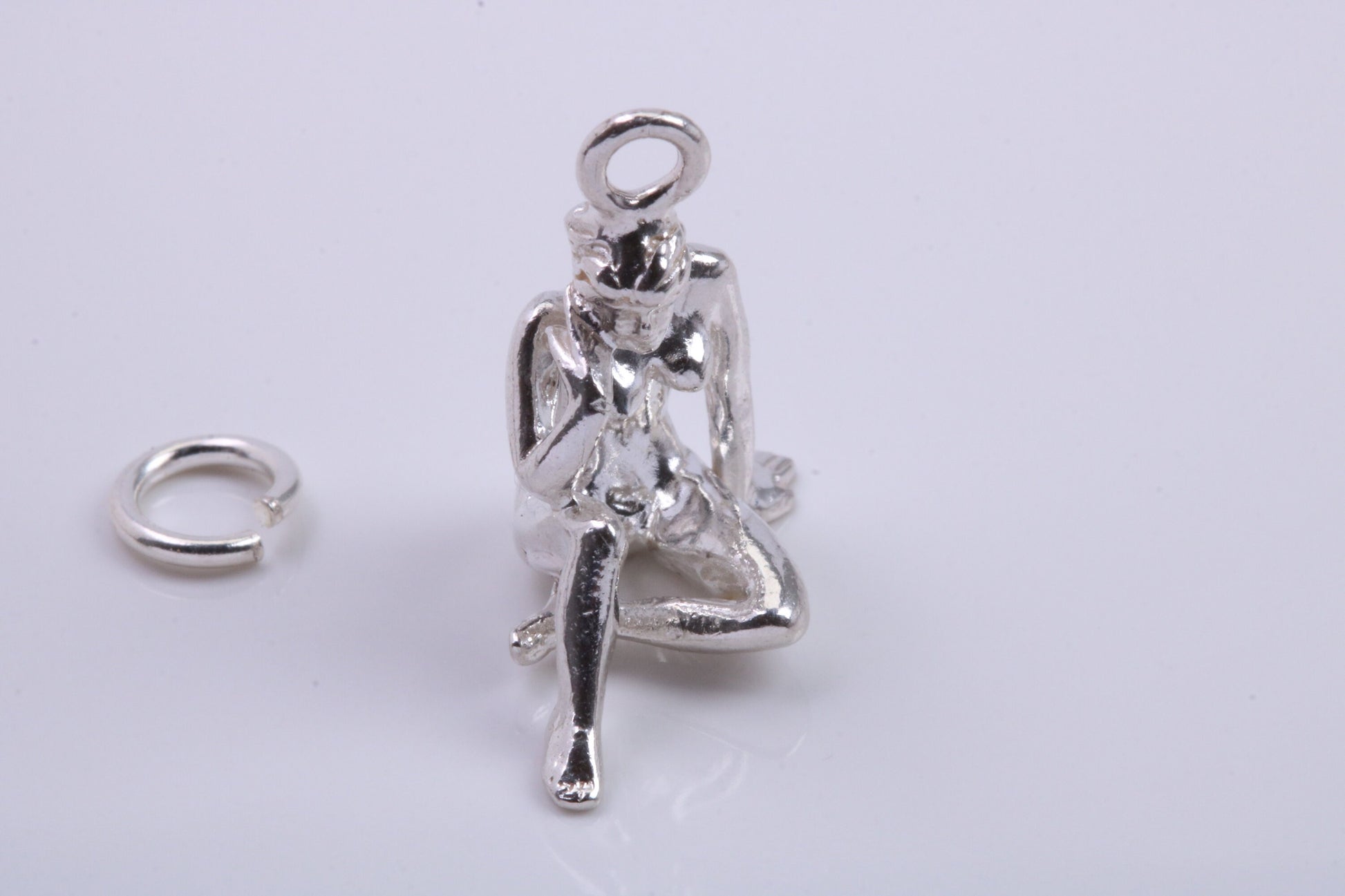 Virgo Zodiac Sign Charm, Traditional Charm, Made from Solid 925 Grade Sterling Silver, Complete with Attachment Link