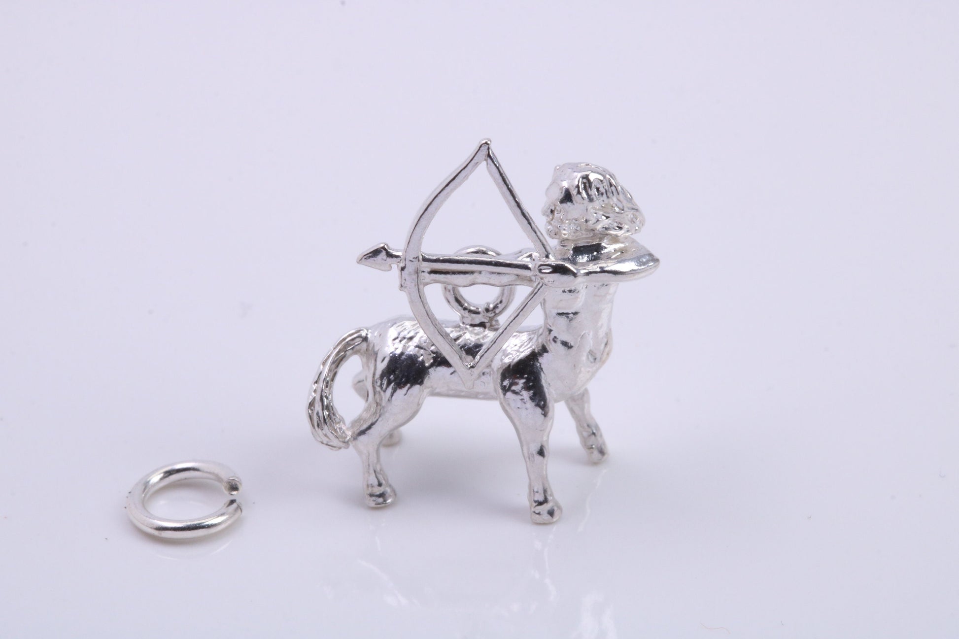 Sagittarius Zodiac Sign Charm, Traditional Charm, Made from Solid 925 Grade Sterling Silver, Complete with Attachment Link