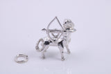 Sagittarius Zodiac Sign Charm, Traditional Charm, Made from Solid 925 Grade Sterling Silver, Complete with Attachment Link