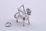 Sagittarius Zodiac Sign Charm, Traditional Charm, Made from Solid 925 Grade Sterling Silver, Complete with Attachment Link