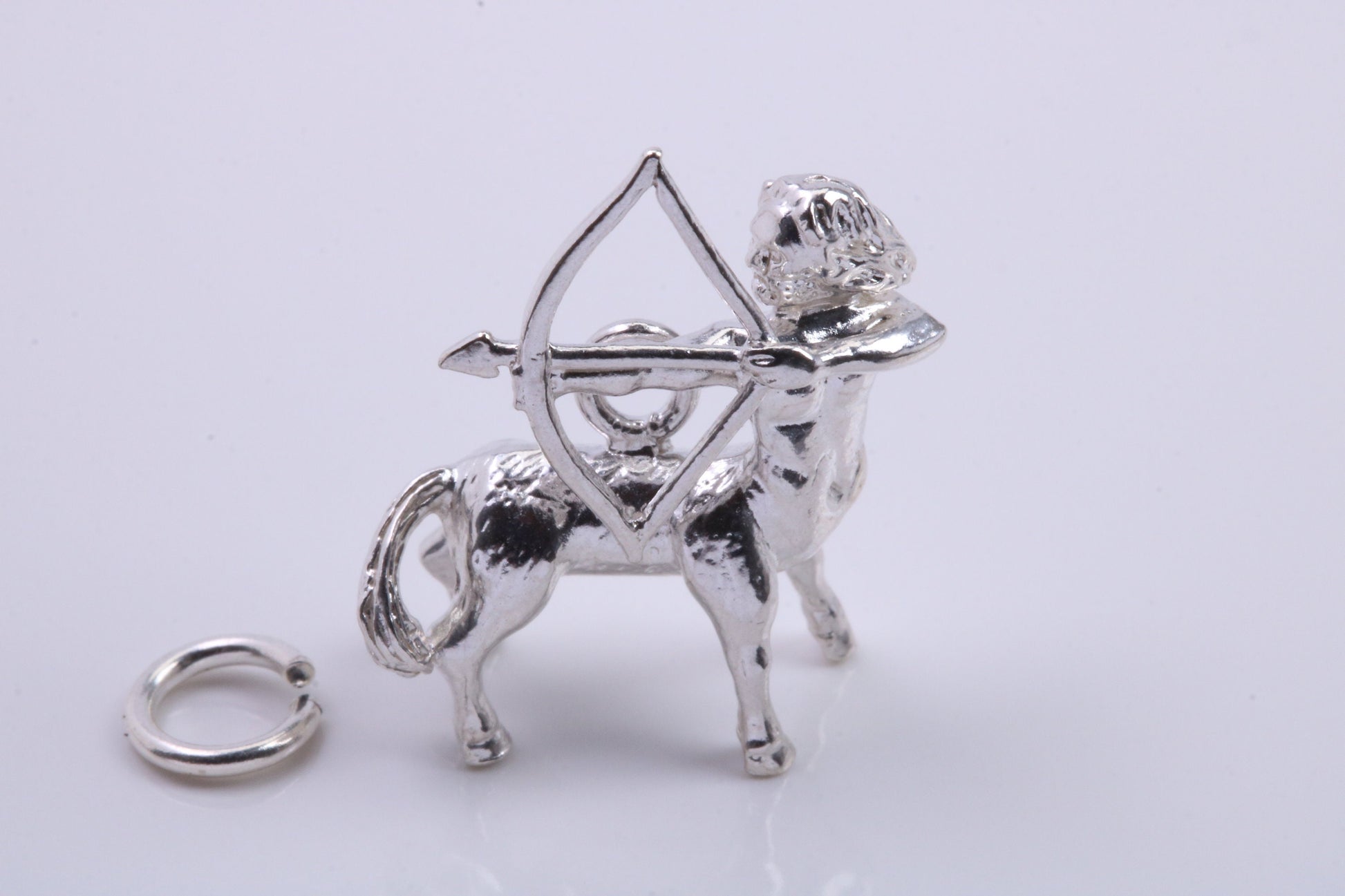 Sagittarius Zodiac Sign Charm, Traditional Charm, Made from Solid 925 Grade Sterling Silver, Complete with Attachment Link