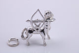Sagittarius Zodiac Sign Charm, Traditional Charm, Made from Solid 925 Grade Sterling Silver, Complete with Attachment Link