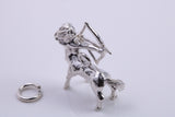 Sagittarius Zodiac Sign Charm, Traditional Charm, Made from Solid 925 Grade Sterling Silver, Complete with Attachment Link