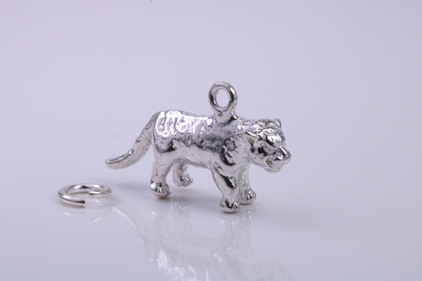 Tiger Charm, Traditional Charm, Made from Solid 925 Grade Sterling Silver, Complete with Attachment Link