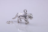 Tiger Charm, Traditional Charm, Made from Solid 925 Grade Sterling Silver, Complete with Attachment Link