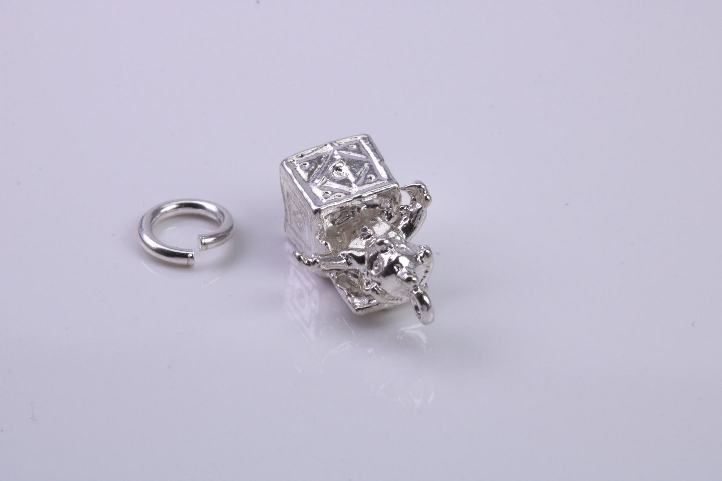 Jack in the Box Charm, Traditional Charm, Made from Solid 925 Grade Sterling Silver, Complete with Attachment Link