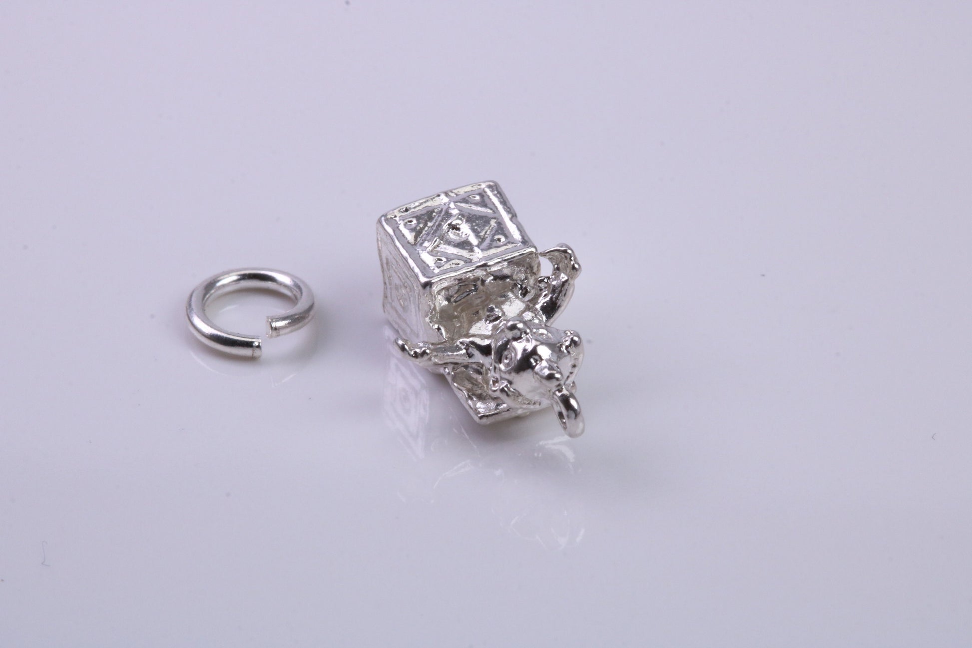 Jack in the Box Charm, Traditional Charm, Made from Solid 925 Grade Sterling Silver, Complete with Attachment Link