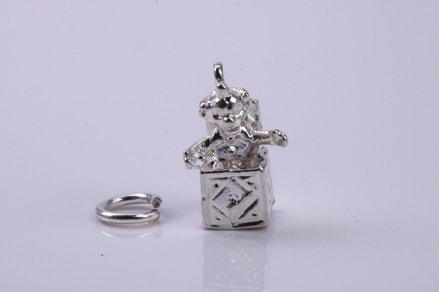 Jack in the Box Charm, Traditional Charm, Made from Solid 925 Grade Sterling Silver, Complete with Attachment Link