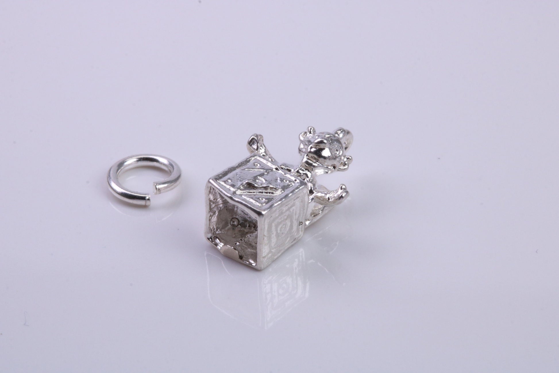 Jack in the Box Charm, Traditional Charm, Made from Solid 925 Grade Sterling Silver, Complete with Attachment Link