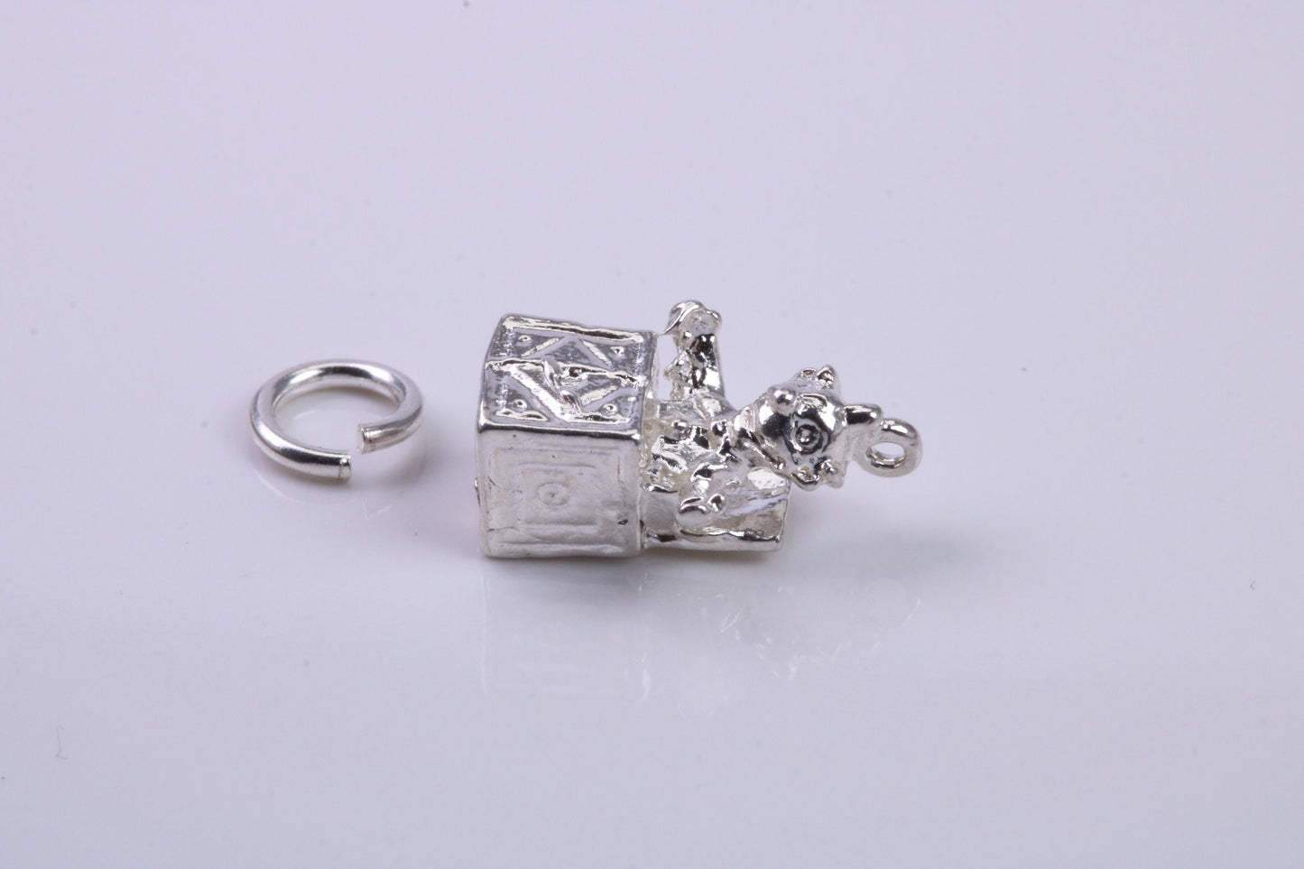 Jack in the Box Charm, Traditional Charm, Made from Solid 925 Grade Sterling Silver, Complete with Attachment Link