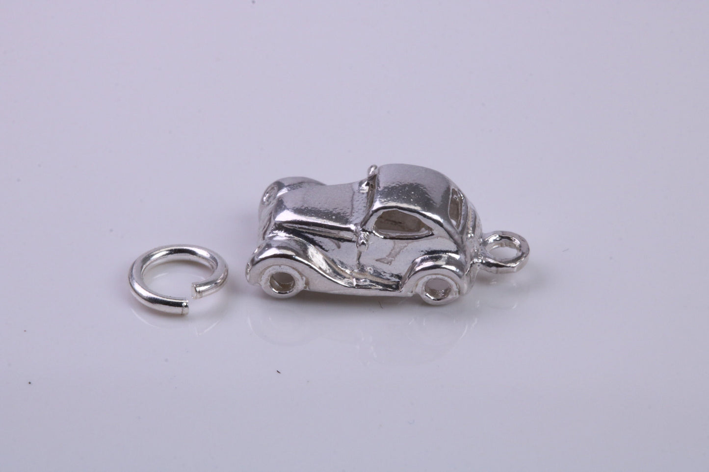 Car Charm, Traditional Charm, Made from Solid 925 Grade Sterling Silver, Complete with Attachment Link