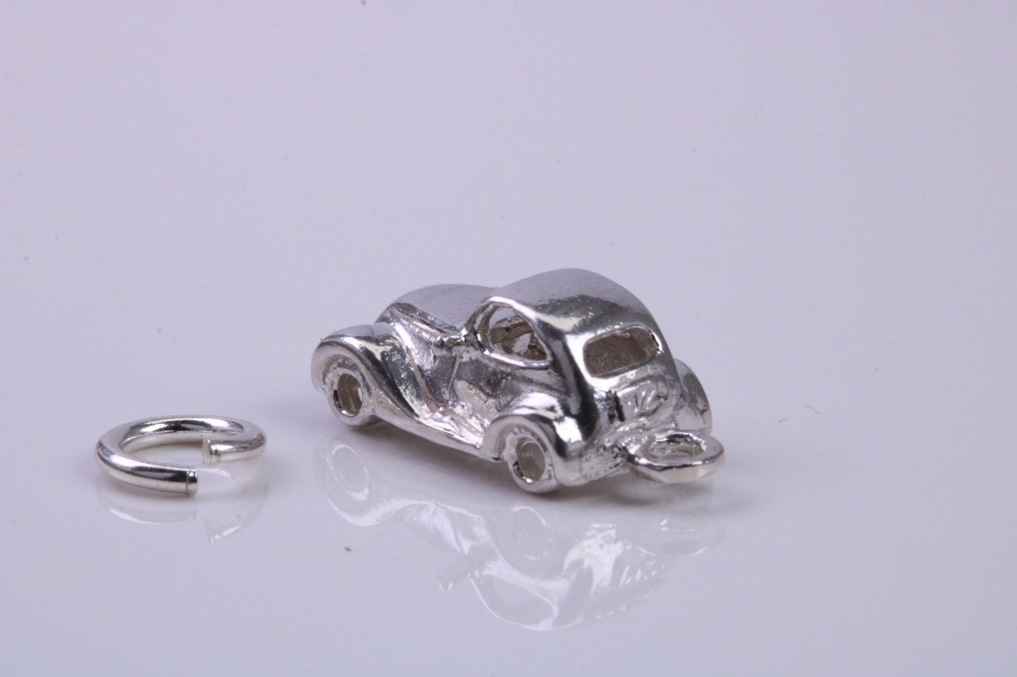 Car Charm, Traditional Charm, Made from Solid 925 Grade Sterling Silver, Complete with Attachment Link