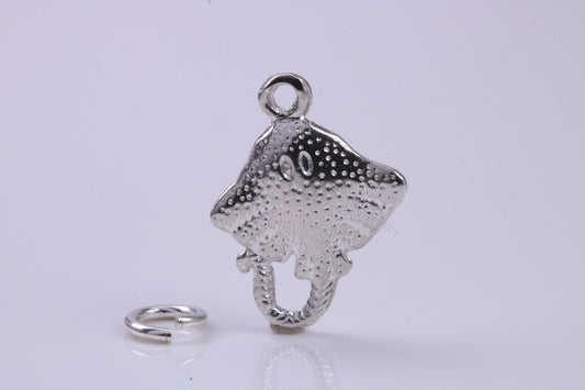 Sting Ray Charm, Traditional Charm, Made from Solid 925 Grade Sterling Silver, Complete with Attachment Link