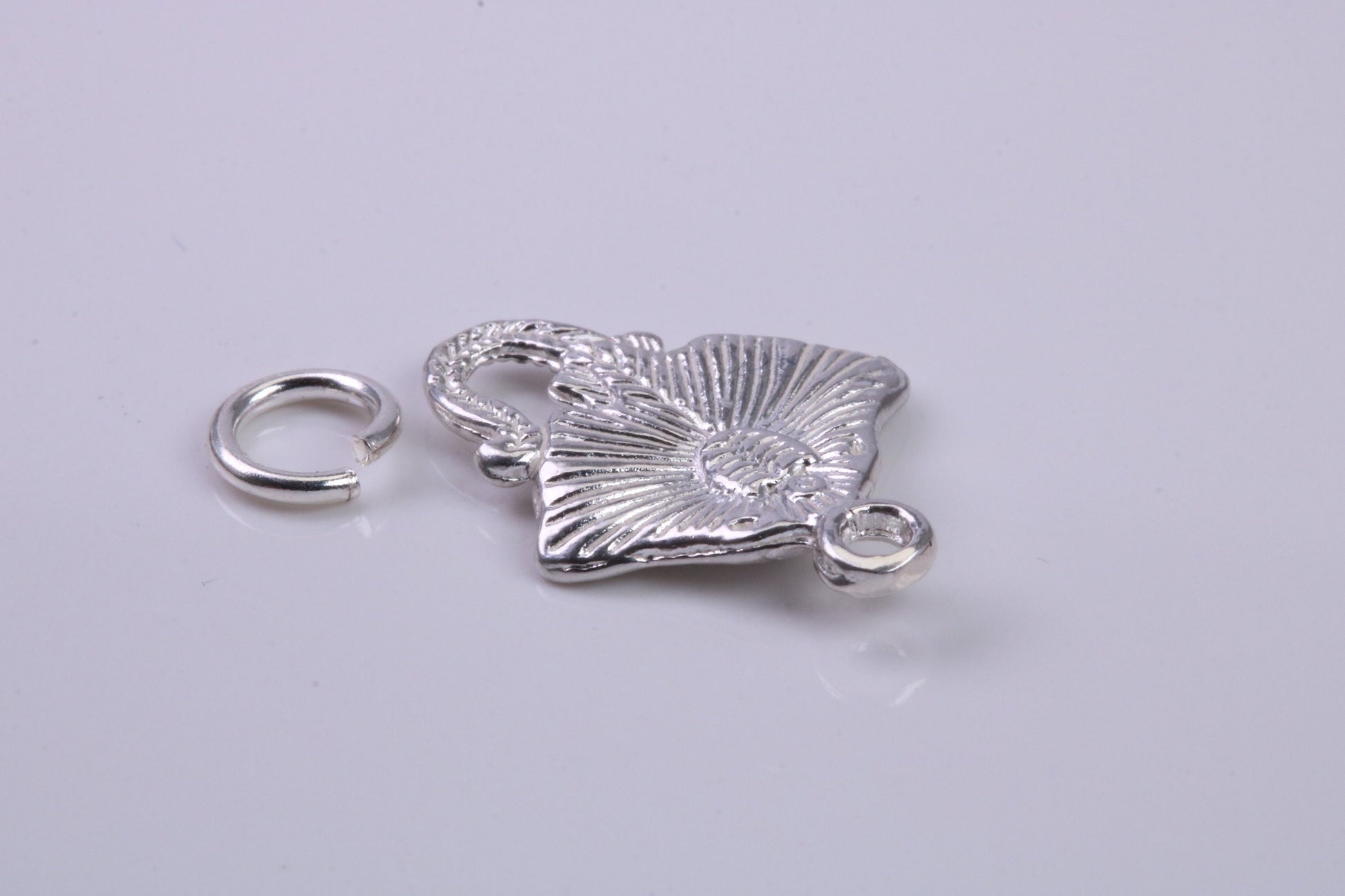 Sting Ray Charm, Traditional Charm, Made from Solid 925 Grade Sterling Silver, Complete with Attachment Link