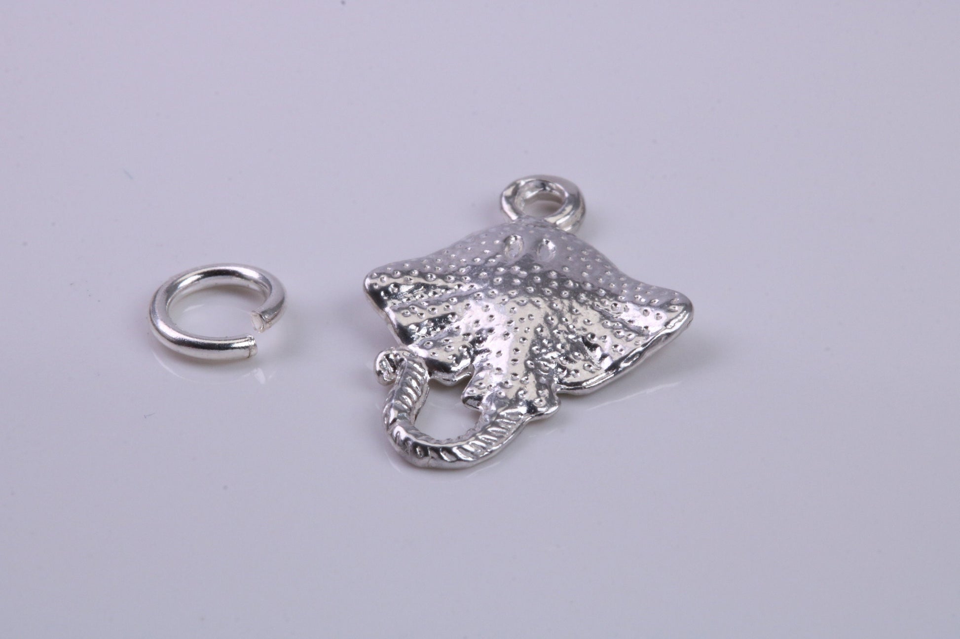Sting Ray Charm, Traditional Charm, Made from Solid 925 Grade Sterling Silver, Complete with Attachment Link