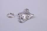 Sting Ray Charm, Traditional Charm, Made from Solid 925 Grade Sterling Silver, Complete with Attachment Link