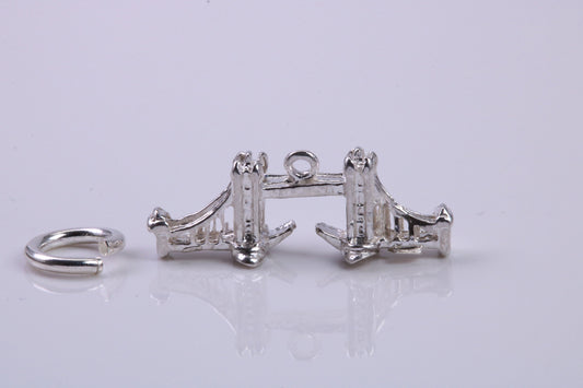 Iconic London Bridge Charm, Traditional Charm, Made from Solid 925 Grade Sterling Silver, Complete with Attachment Link