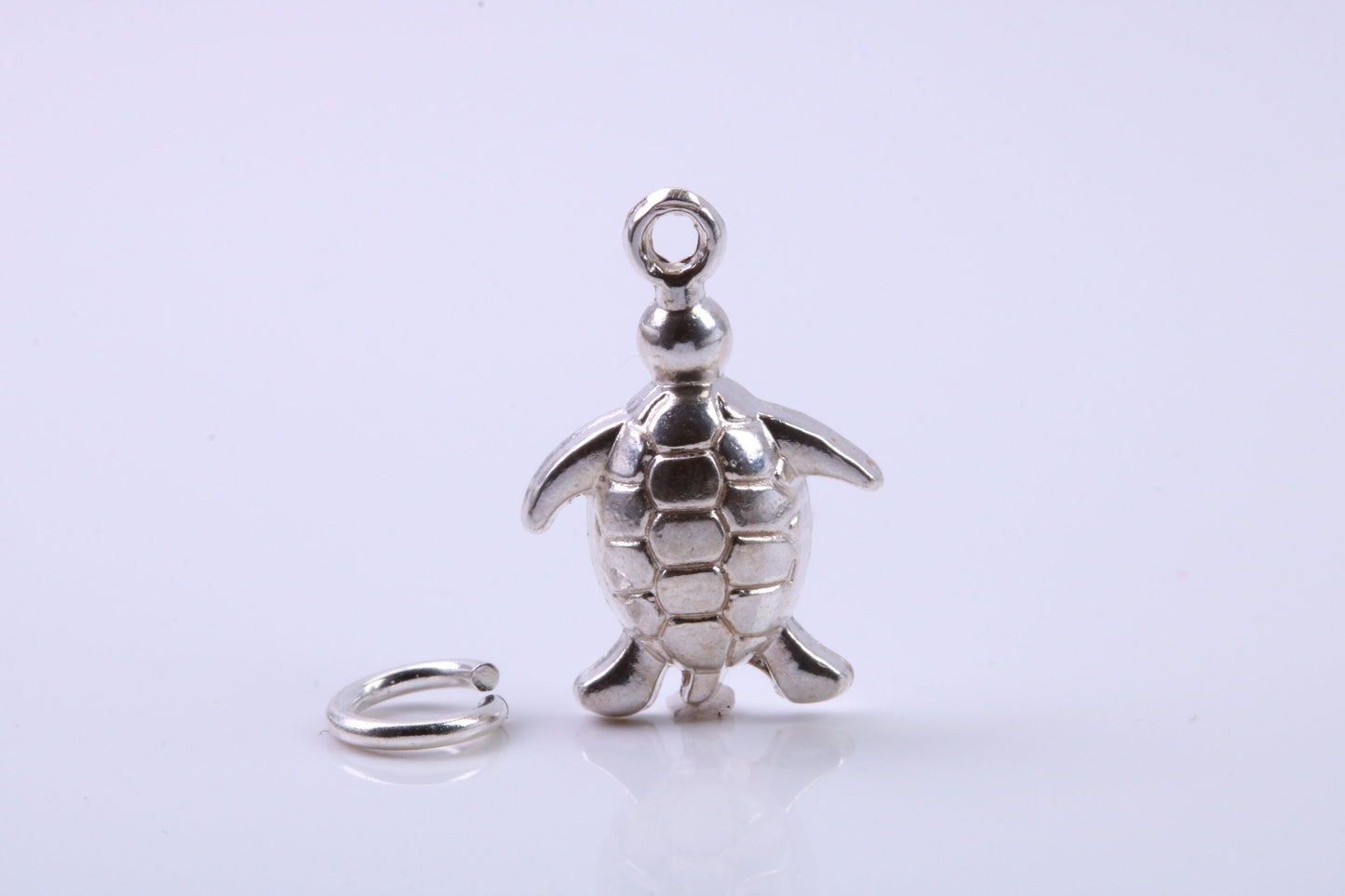 Turtle Charm, Traditional Charm, Made from Solid 925 Grade Sterling Silver, Complete with Attachment Link