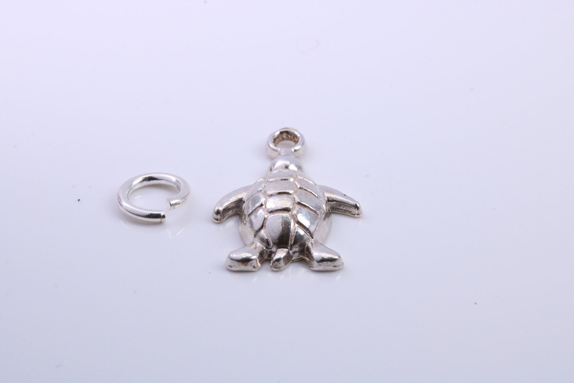 Turtle Charm, Traditional Charm, Made from Solid 925 Grade Sterling Silver, Complete with Attachment Link