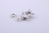 Turtle Charm, Traditional Charm, Made from Solid 925 Grade Sterling Silver, Complete with Attachment Link