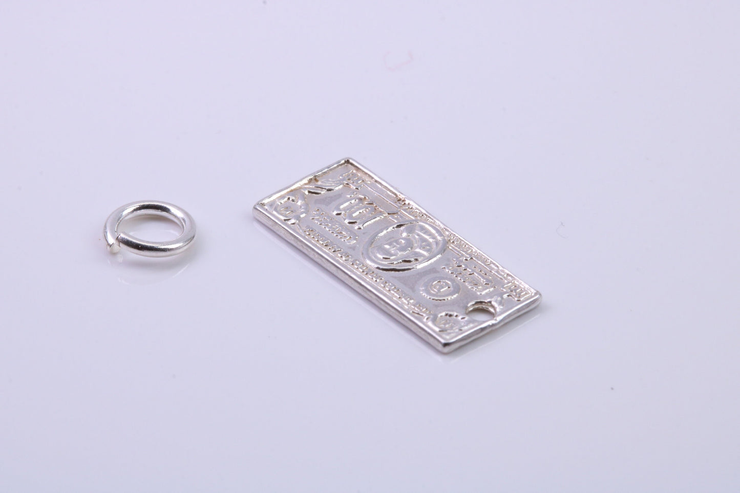 100 Dollar Bill Charm, Traditional Charm, Made from Solid 925 Grade Sterling Silver, Complete with Attachment Link