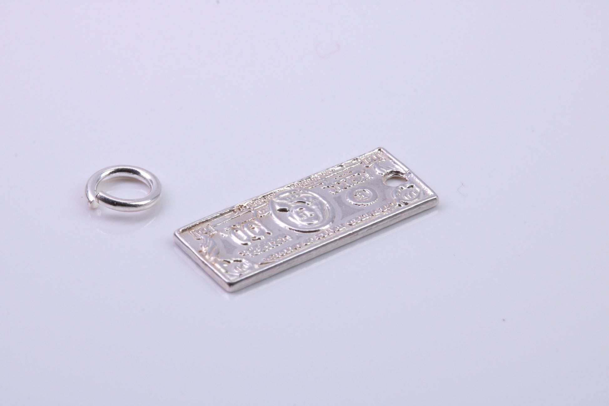 100 Dollar Bill Charm, Traditional Charm, Made from Solid 925 Grade Sterling Silver, Complete with Attachment Link