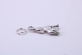 Wolf Charm, Traditional Charm, Made from Solid Cast 925 Grade Sterling Silver, Complete with Attachment Link
