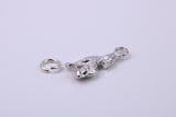 Wolf Charm, Traditional Charm, Made from Solid Cast 925 Grade Sterling Silver, Complete with Attachment Link
