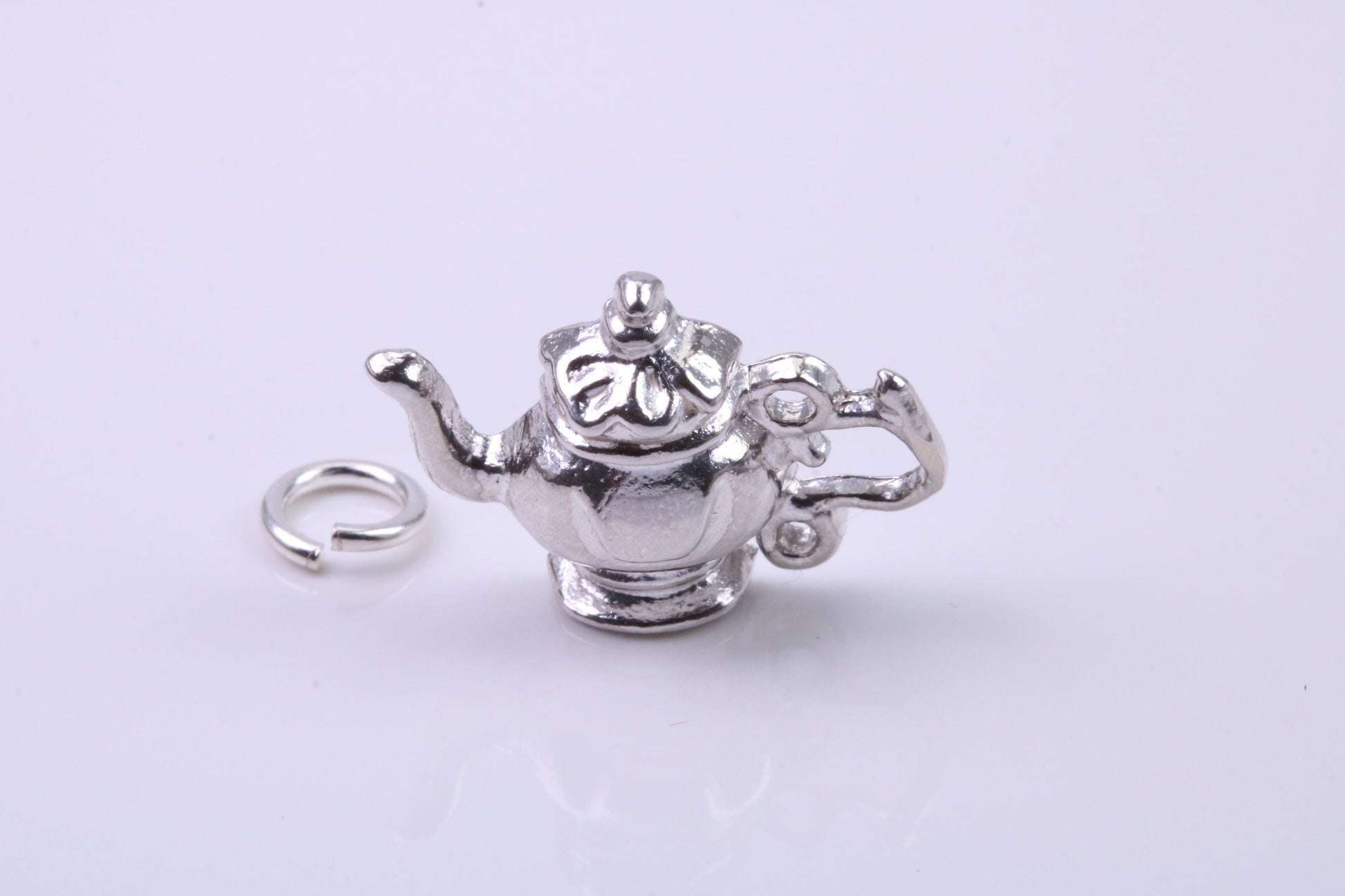 Tea Pot Charm, Traditional Charm, Made from Solid 925 Grade Sterling Silver, Complete with Attachment Link