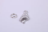 Sea Shell Charm, Traditional Charm, Made from Solid 925 Grade Sterling Silver, Complete with Attachment Link