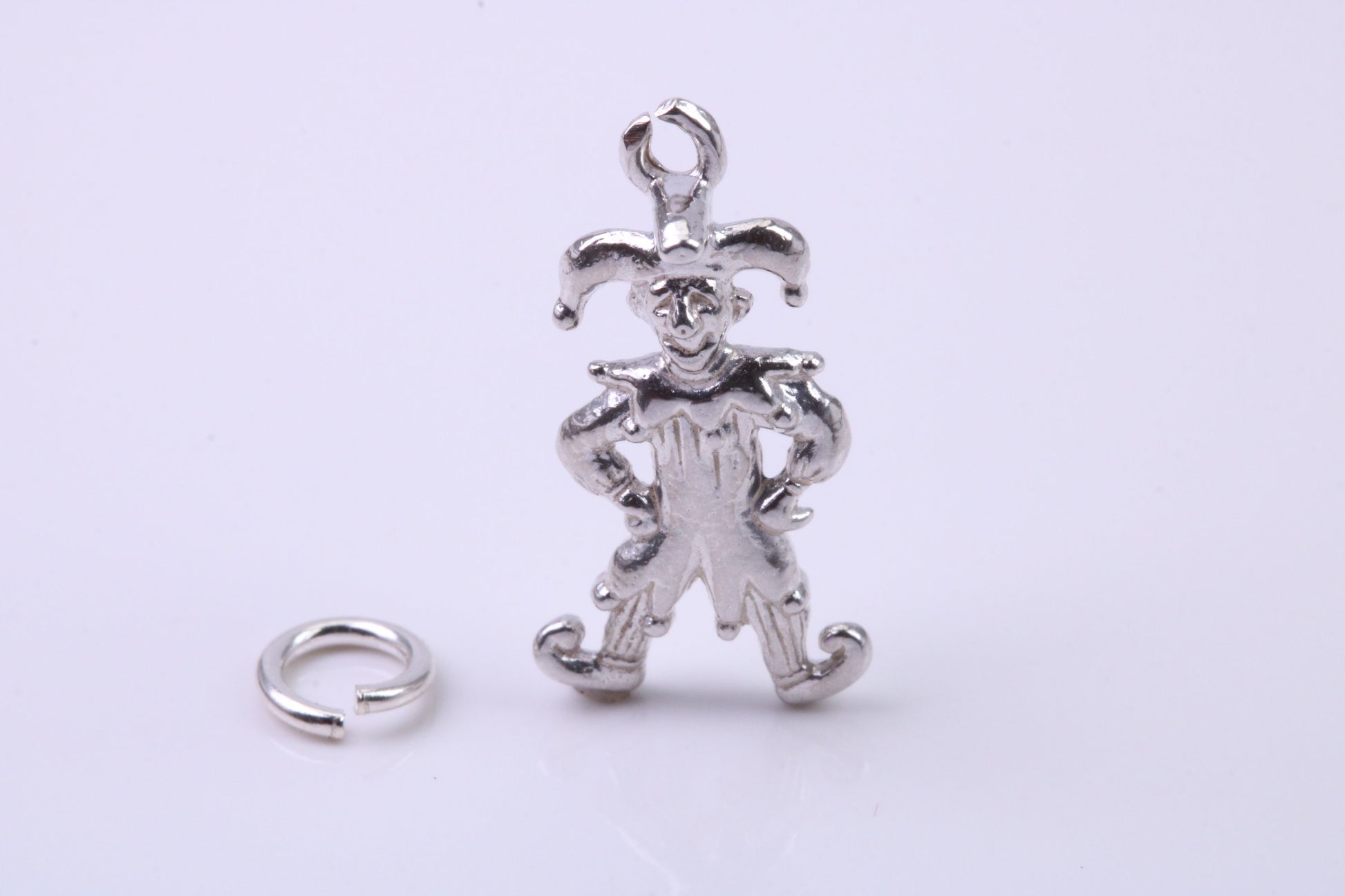 Jester Charm, Traditional Charm, Made from Solid 925 Grade Sterling Silver, Complete with Attachment Link
