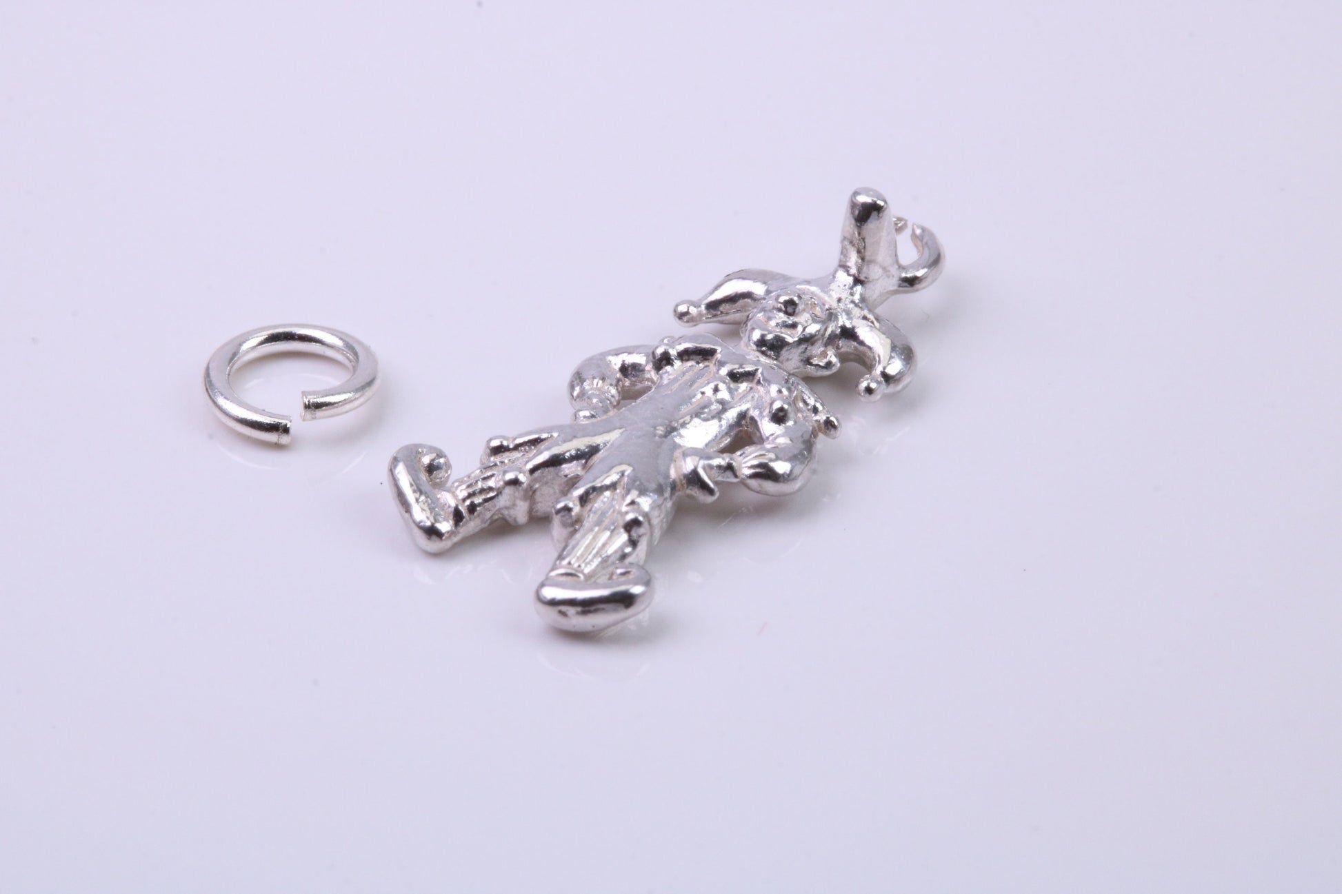 Jester Charm, Traditional Charm, Made from Solid 925 Grade Sterling Silver, Complete with Attachment Link