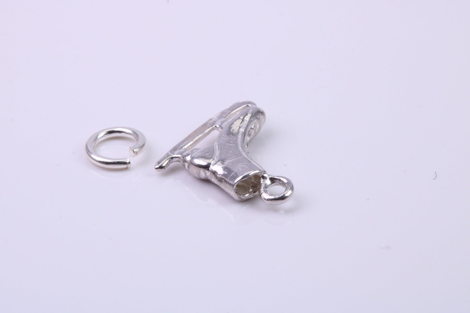 Ice Skate Charm, Traditional Charm, Made from Solid 925 Grade Sterling Silver, Complete with Attachment Link