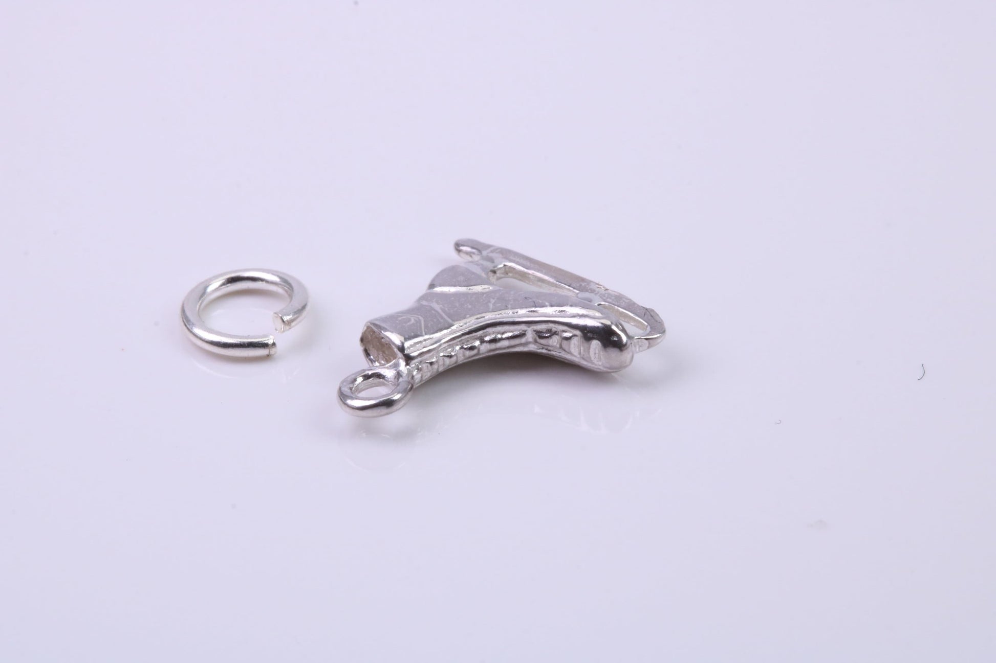 Ice Skate Charm, Traditional Charm, Made from Solid 925 Grade Sterling Silver, Complete with Attachment Link