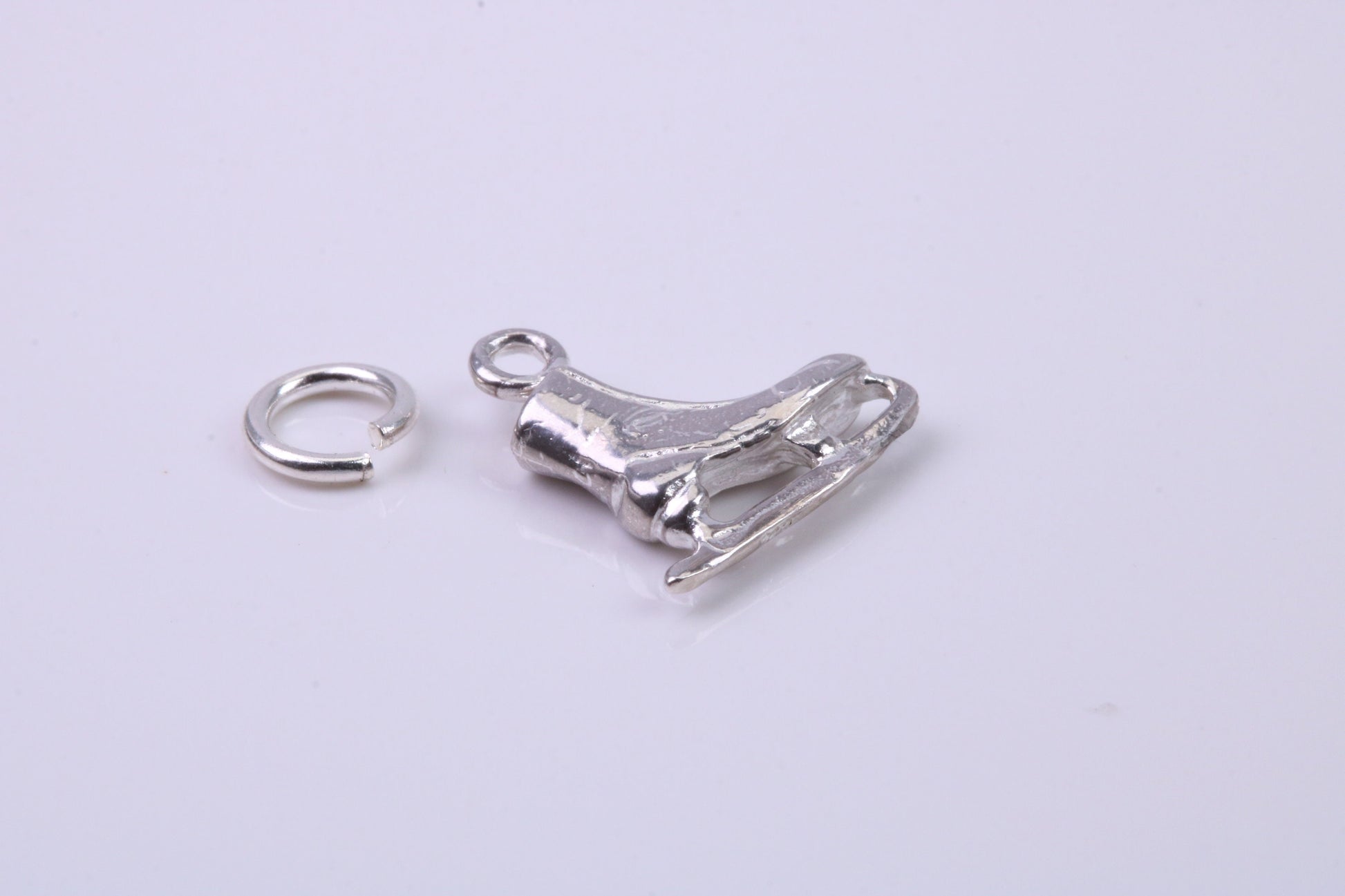 Ice Skate Charm, Traditional Charm, Made from Solid 925 Grade Sterling Silver, Complete with Attachment Link