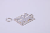 British Flag Charm, Traditional Charm, Made from Solid 925 Grade Sterling Silver, Complete with Attachment Link
