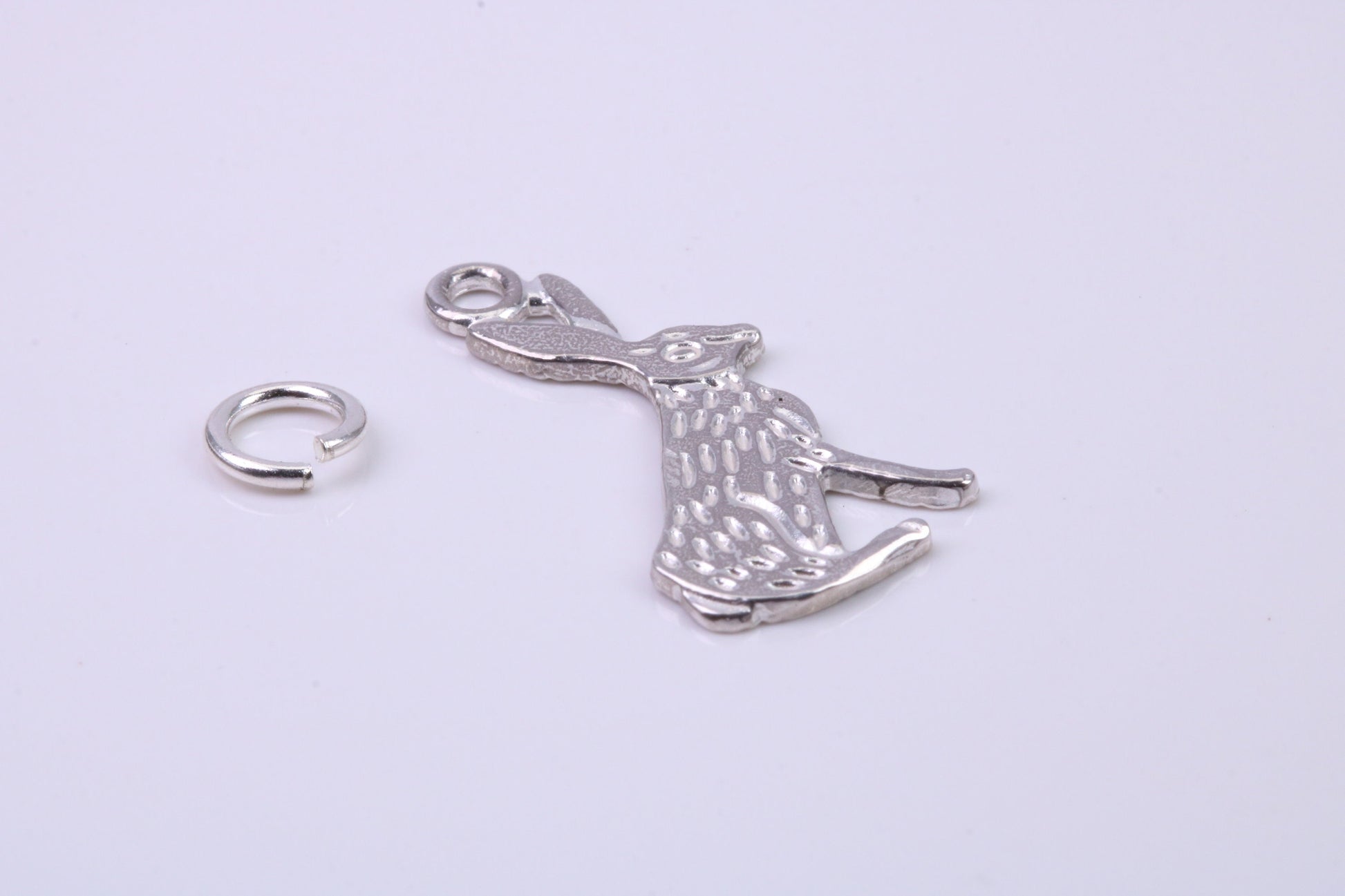 Hare Charm, Traditional Charm, Made from Solid 925 Grade Sterling Silver, Complete with Attachment Link