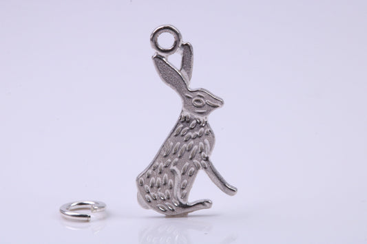 Hare Charm, Traditional Charm, Made from Solid 925 Grade Sterling Silver, Complete with Attachment Link