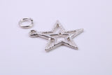 Double Star Charm, Traditional Charm, Made from Solid 925 Grade Sterling Silver, Complete with Attachment Link