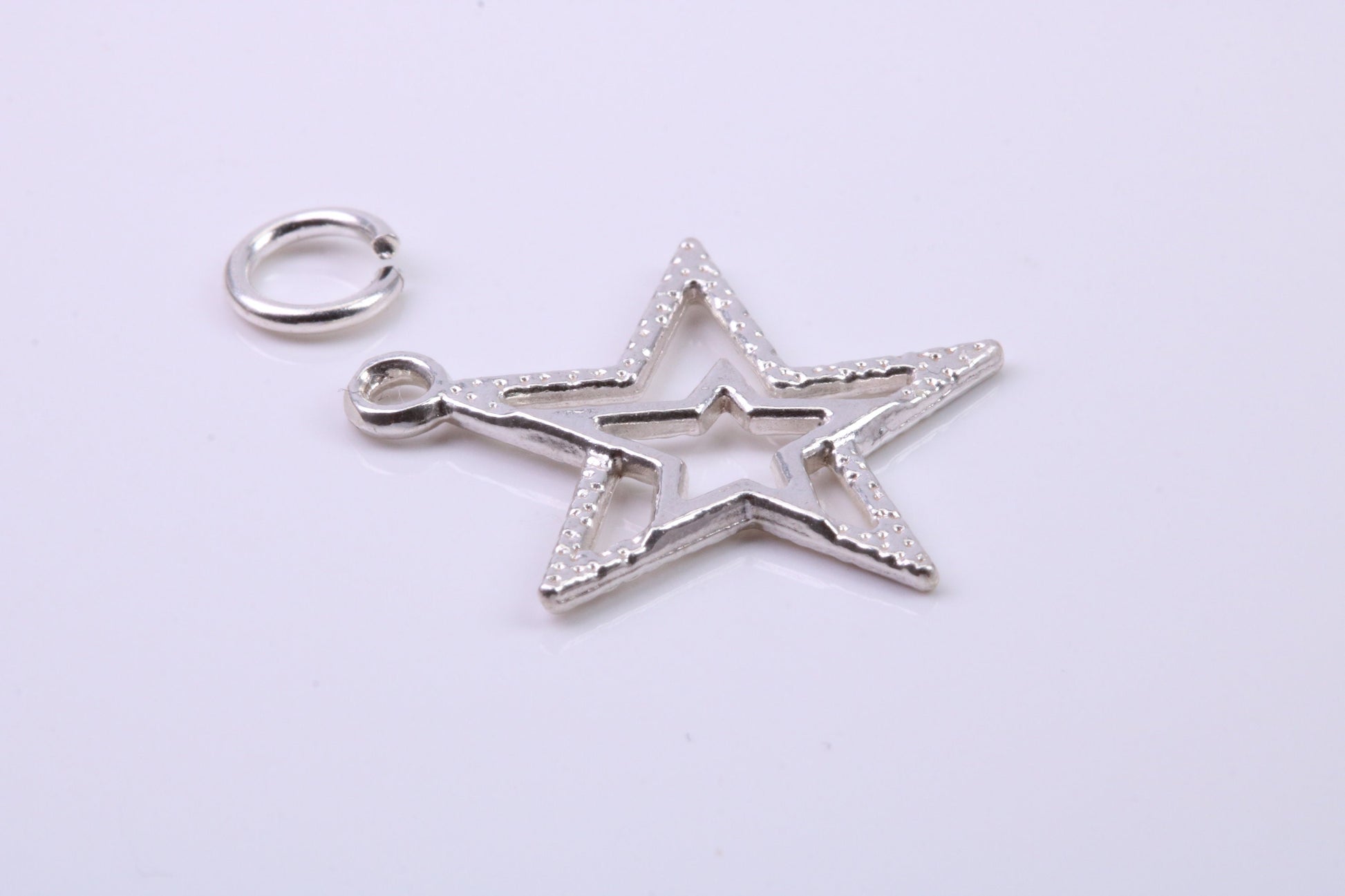 Double Star Charm, Traditional Charm, Made from Solid 925 Grade Sterling Silver, Complete with Attachment Link