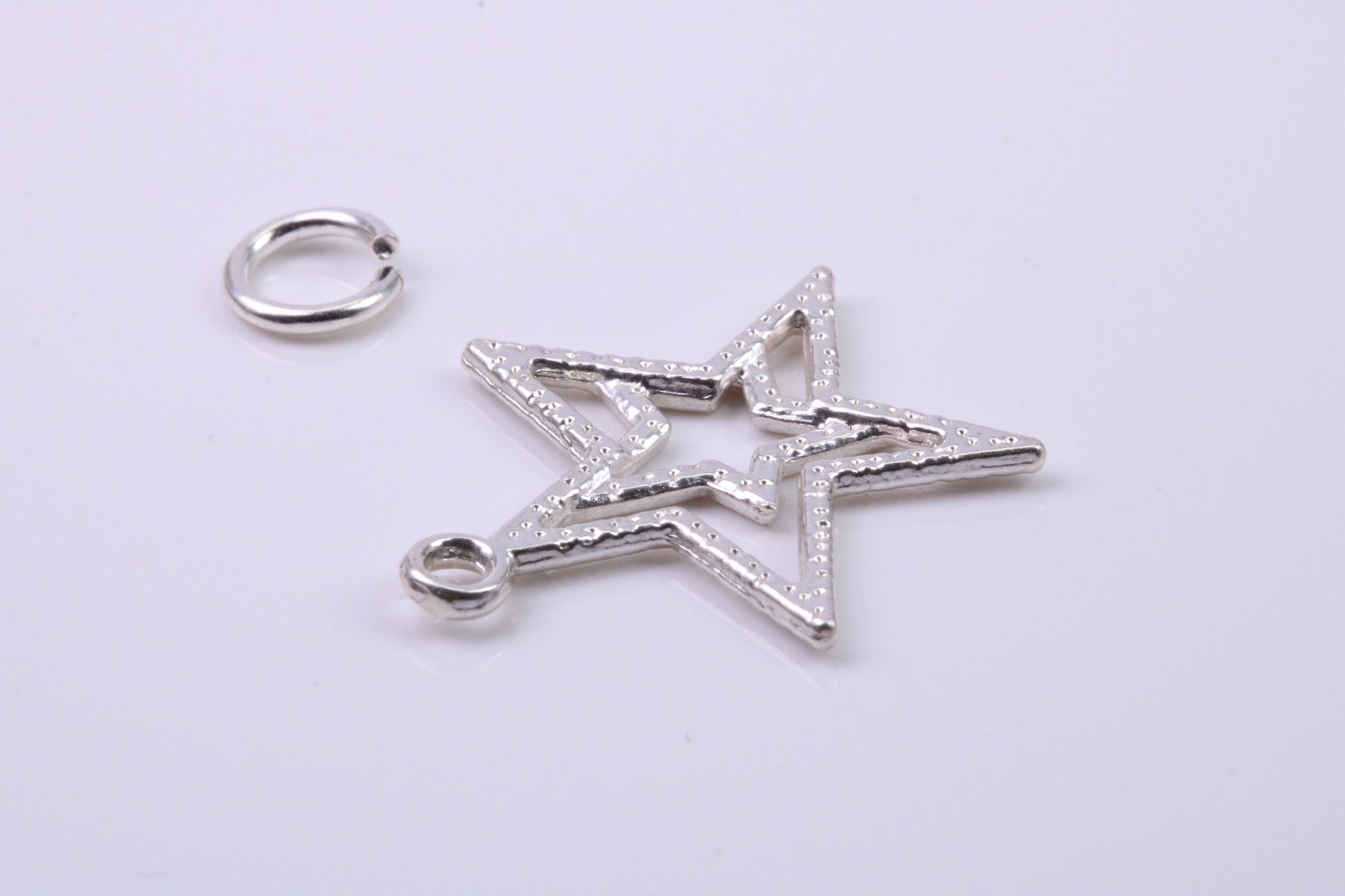 Double Star Charm, Traditional Charm, Made from Solid 925 Grade Sterling Silver, Complete with Attachment Link